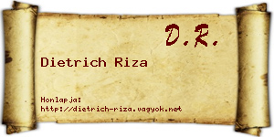Dietrich Riza névjegykártya